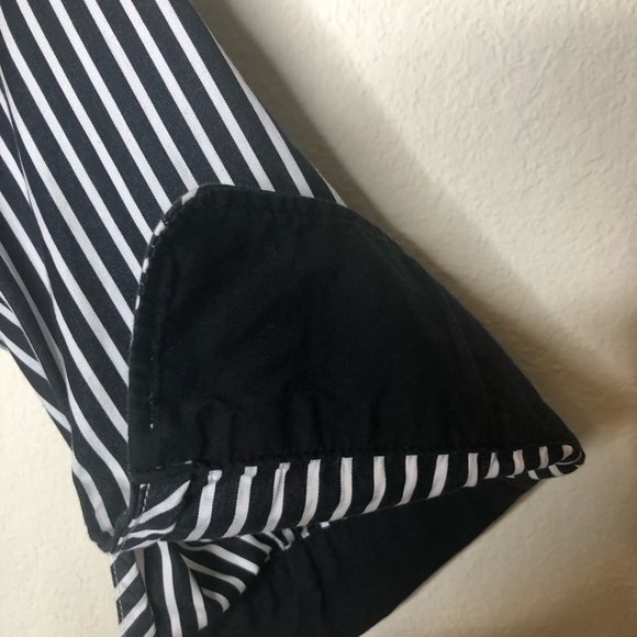 LAUREN RALPH LAUREN Striped Button-Down Shirt Black White 100% Cotton Size: 16 W - Picture 7 of 16